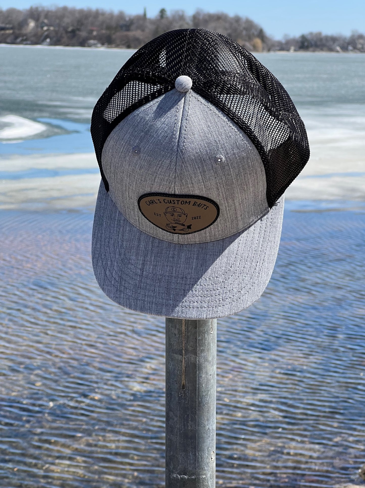 Grey / Black Carl's Custom Baits Trucker Hat